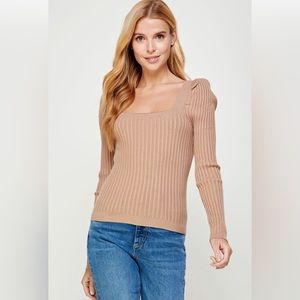 258. Andra Square Neckline Sweater In taupe